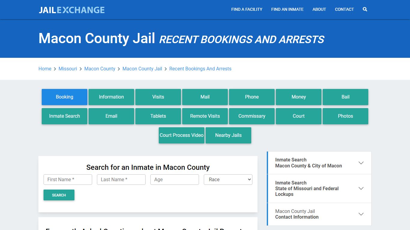 Macon County Jail MO Recent Arrests and Bookings - Jail Exchange